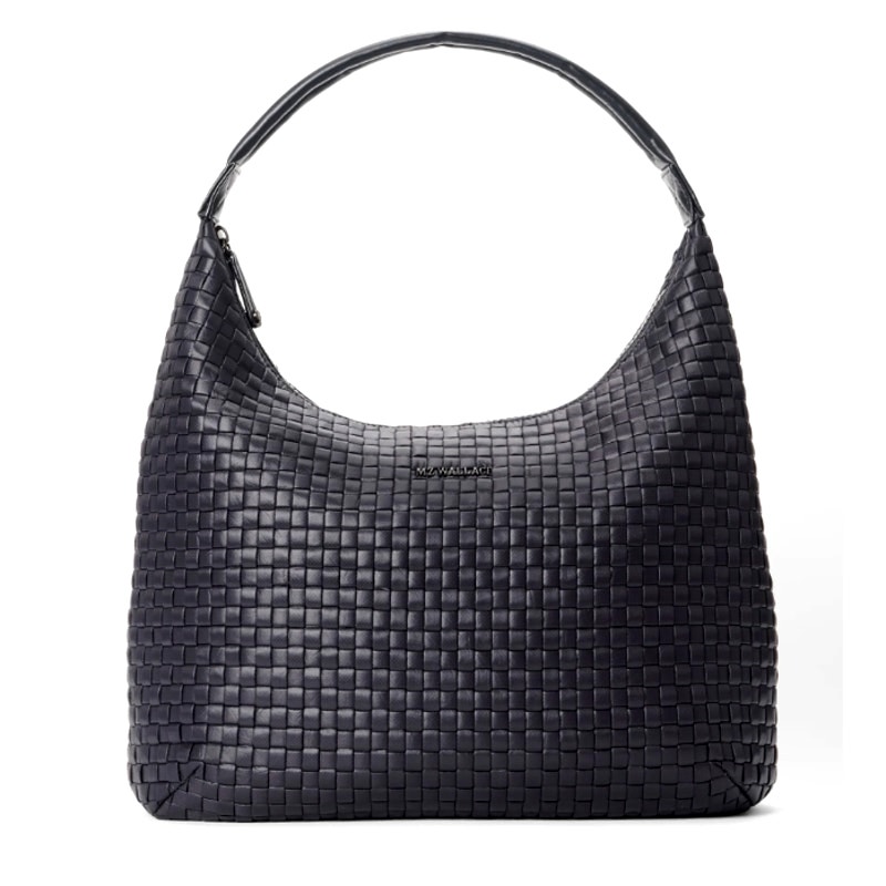 Mz Wallace Black Large Woven Nylon Shoulder Bag